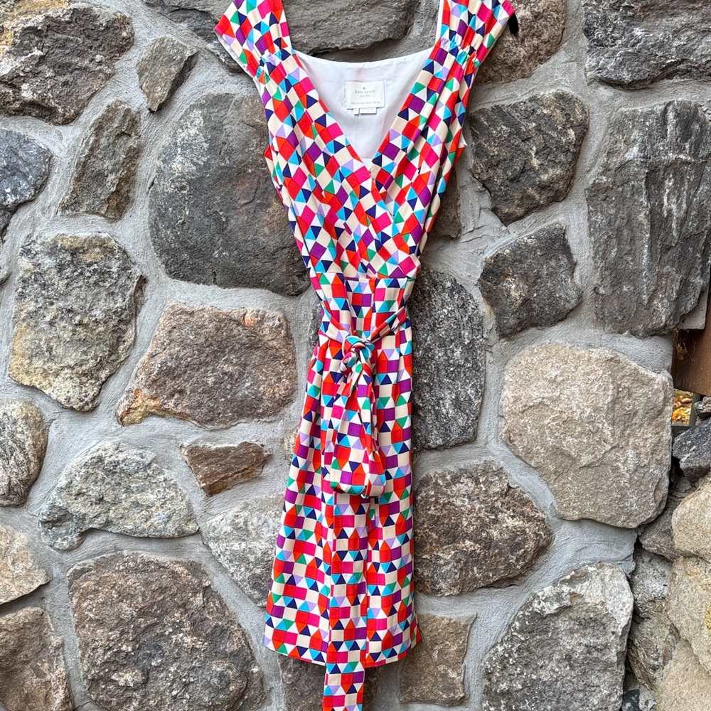 Kate Spade Cathleen Wrap Dress NWT Size 8 Viva Colores Geometric Print